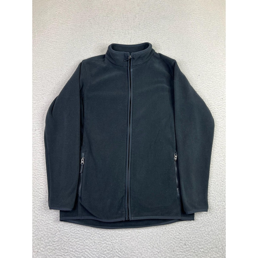 Lands End Jacket Youth Large Black Fleece‎ Full Zip Zip Pockets 12-16 Years